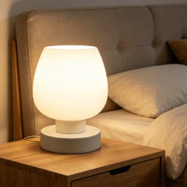 Modern Touch Activated Table Lamp, White Opal Glass Shade Bedside Light, 3-speed Dimmable Warm LED Lamp, Simple Styling for Home Use & Holiday Gifts